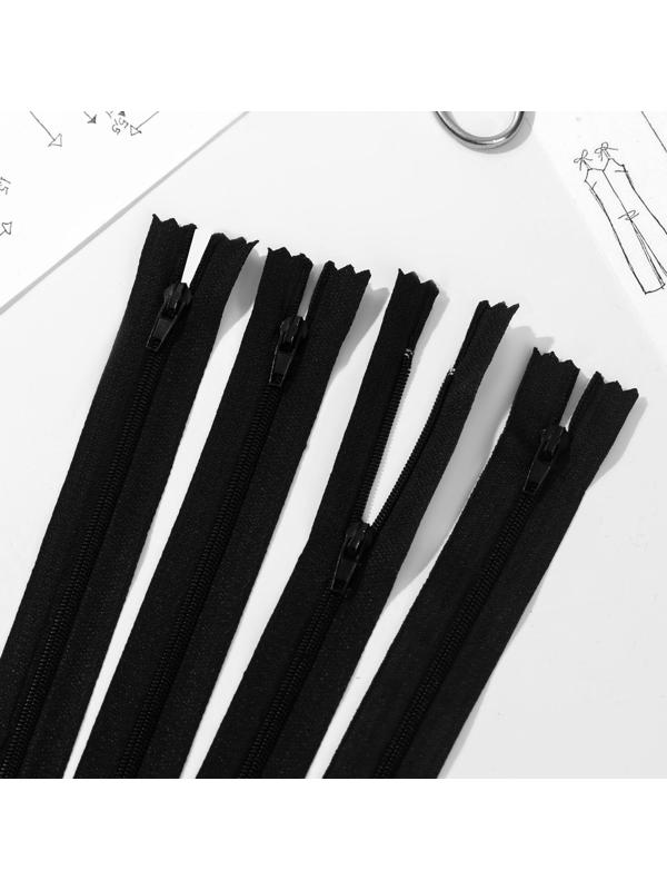 Набор молний «Спираль», №3, неразъёмные, 20 см, 4 шт, цвет чёрный