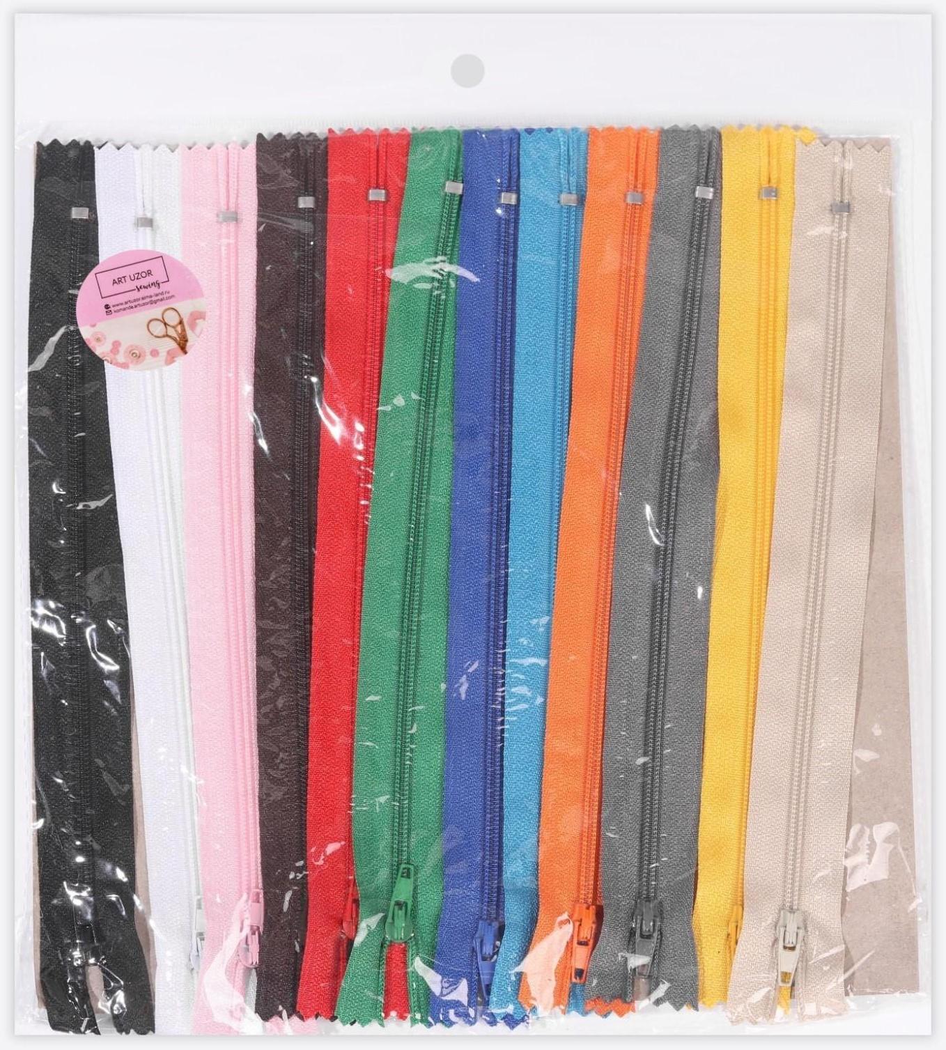 Набор молний «Спираль», №3, неразъёмные, 20 см, 12 шт, цвет разноцветный