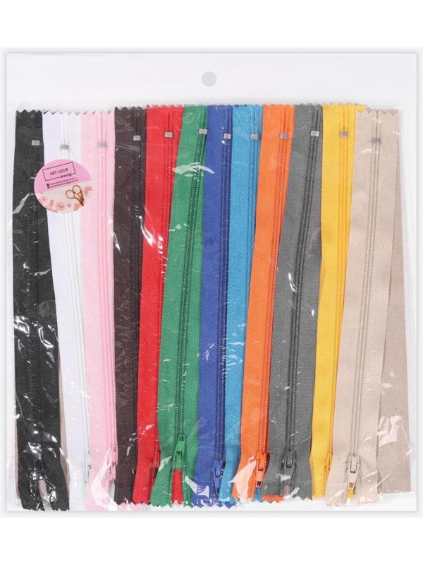 Набор молний «Спираль», №3, неразъёмные, 20 см, 12 шт, цвет разноцветный