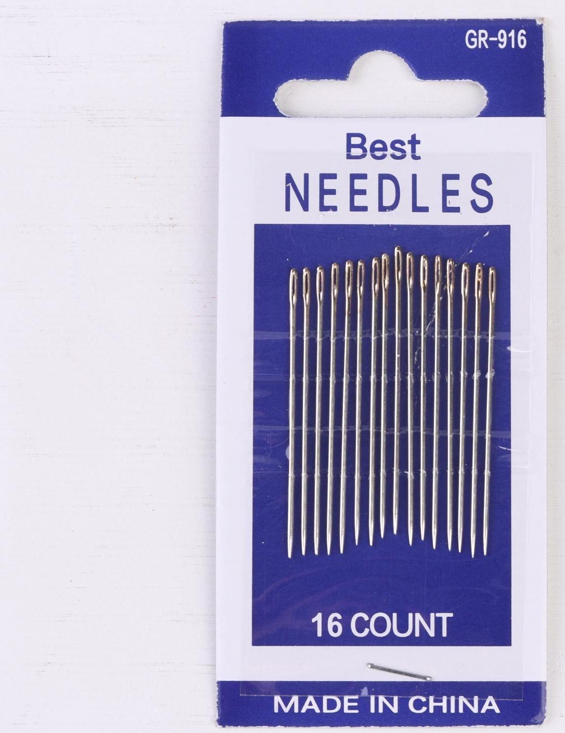 Иглы швейные №1/5, d = 0,62 мм, 4,8 - 5 см, с золотым ушком, 16 шт