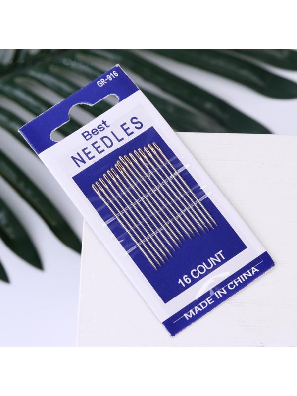 Иглы швейные №1/5, d = 0,62 мм, 4,8 - 5 см, с золотым ушком, 16 шт