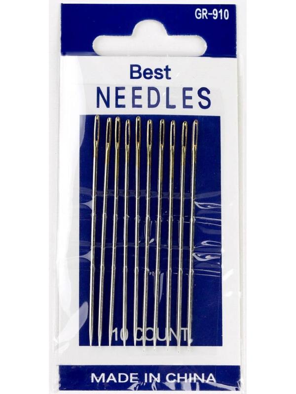 Иглы швейные №1/5, d = 1,04 мм, 6 см, с золотым ушком, 10 шт