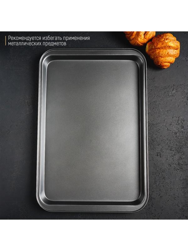 Противень Доляна «Жаклин. Прямоугольник», 32×47×2 см, антипригарное покрытие, цвет чёрный