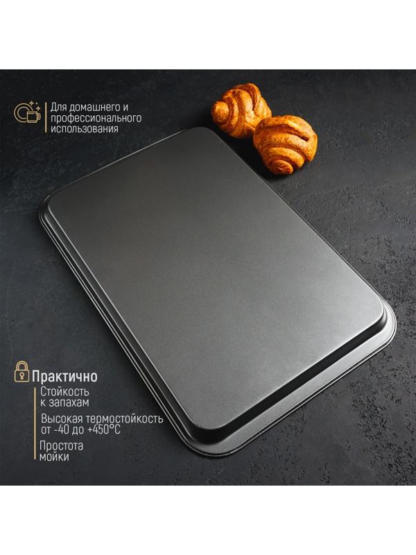 Противень Доляна «Жаклин. Прямоугольник», 32×47×2 см, антипригарное покрытие, цвет чёрный