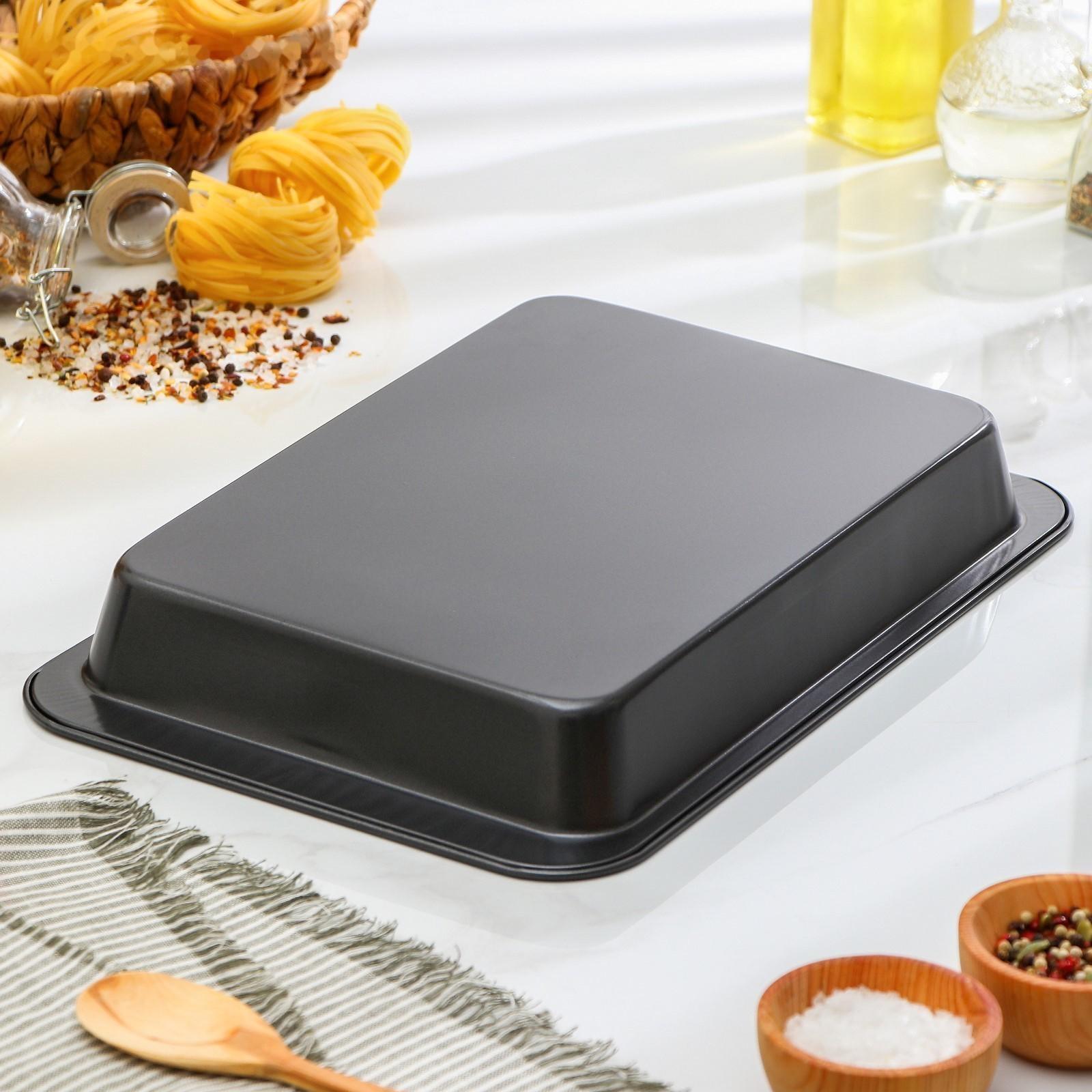 Противень Доляна «Прямоугольник. Жаклин», 37×25×5 см, антипригарное покрытие, цвет чёрный