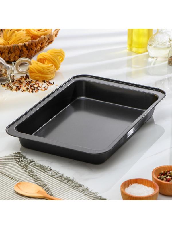 Противень Доляна «Прямоугольник. Жаклин», 37×25×5 см, антипригарное покрытие, цвет чёрный