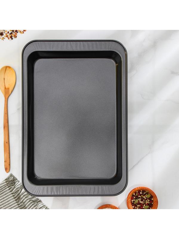 Противень Доляна «Прямоугольник. Жаклин», 37×25×5 см, антипригарное покрытие, цвет чёрный