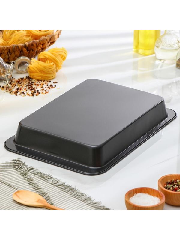 Противень Доляна «Прямоугольник. Жаклин», 37×25×5 см, антипригарное покрытие, цвет чёрный