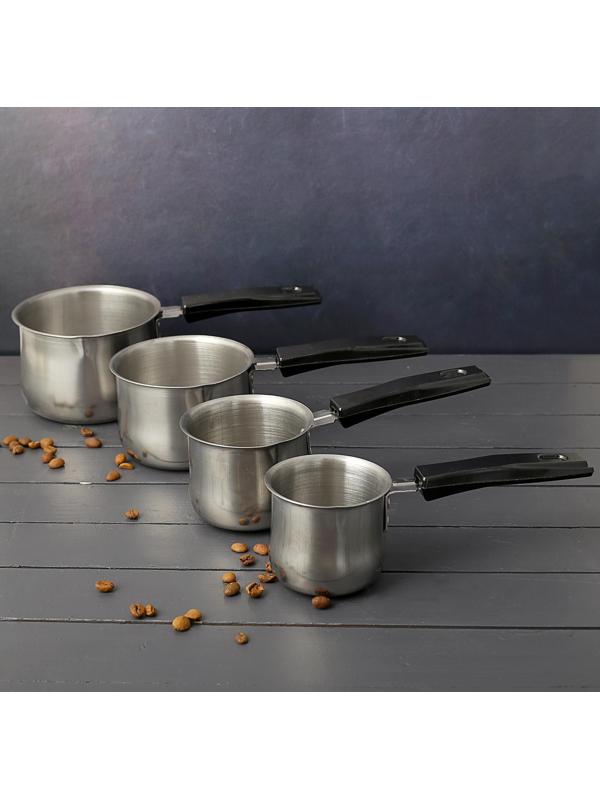 Набор турок для кофе из нержавеющей стали с ручками «Аромат», 4 предмета: 300 мл, 250 мл, 180 мл, 140 мл