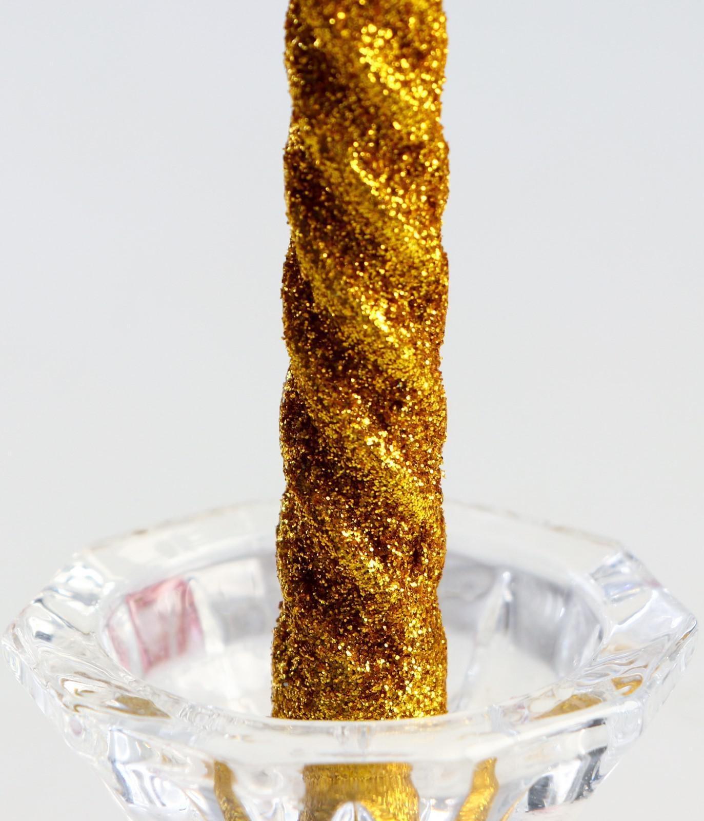Набор свечей витых, 1,5х 15 см, 2 штуки, блестка, золото