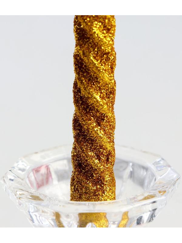 Набор свечей витых, 1,5х 15 см, 2 штуки, блестка, золото