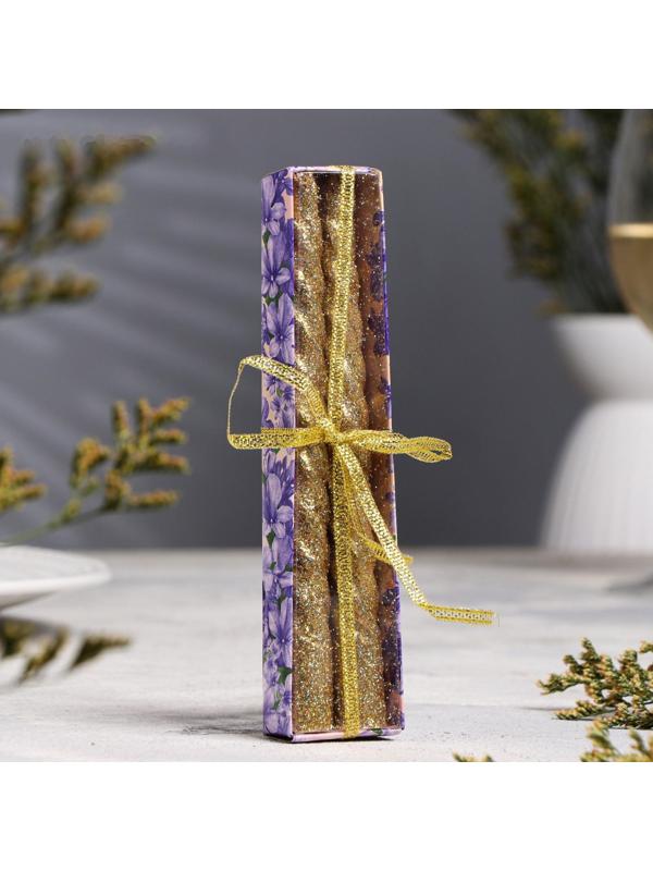 Набор свечей витых, 1,5х 15 см, 2 штуки, блестка, золото