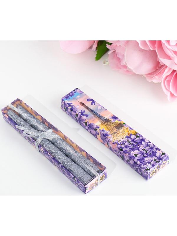 Набор свечей витых, 1,5х 15 см, 2 штуки, блестка, серебро