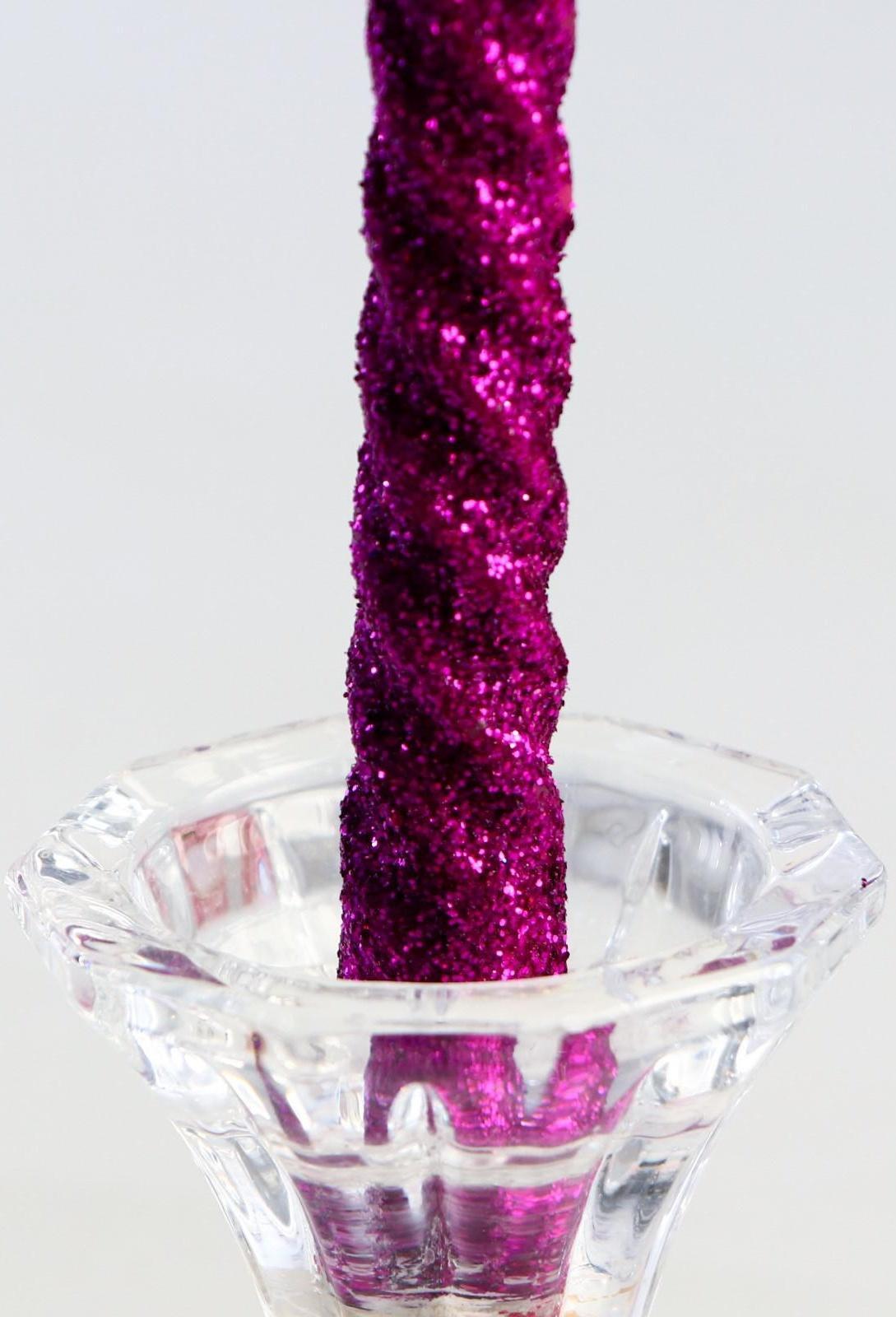 Набор свечей витых, 1,5х 15 см, 2 штуки, блестка, сиреневый