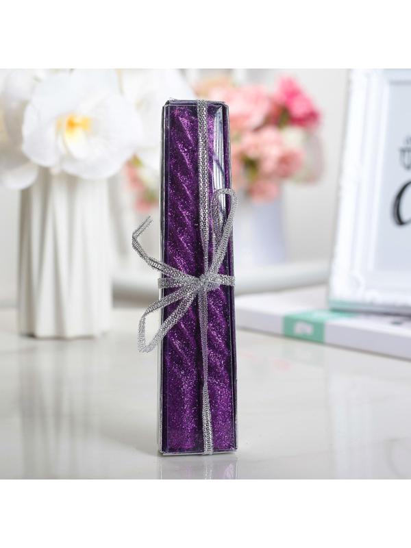 Набор свечей витых, 1,5х 15 см, 2 штуки, блестка, сиреневый