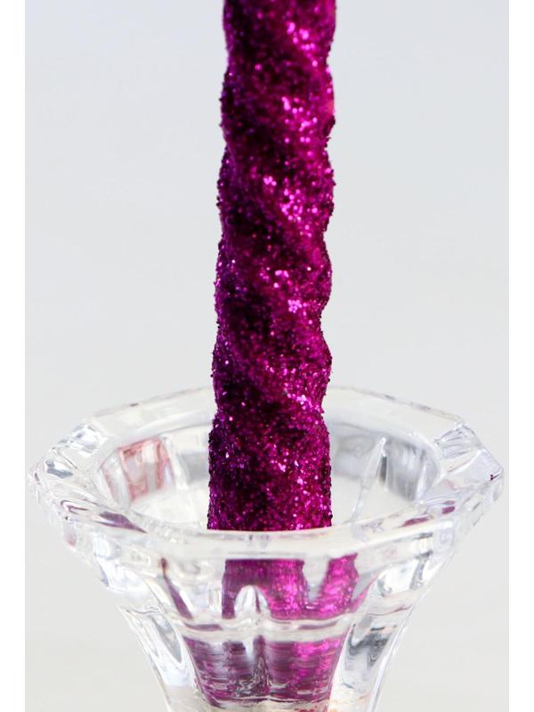 Набор свечей витых, 1,5х 15 см, 2 штуки, блестка, сиреневый