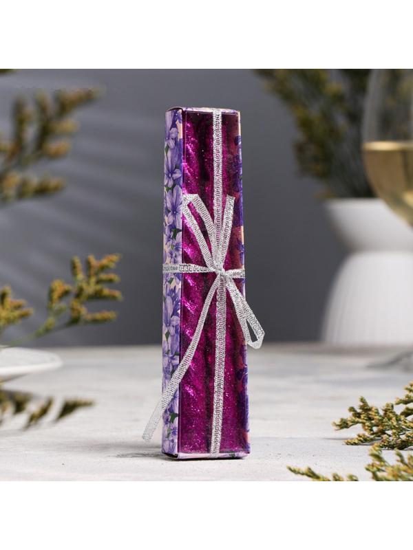 Набор свечей витых, 1,5х 15 см, 2 штуки, блестка, сиреневый