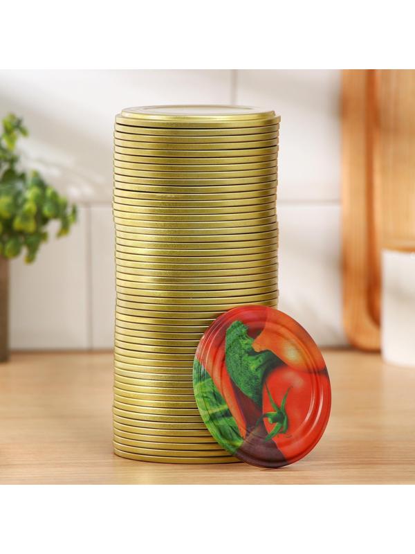 Крышка для консервирования «Ассорти», СКО-82 мм, упаковка 50 шт, цвет золотой