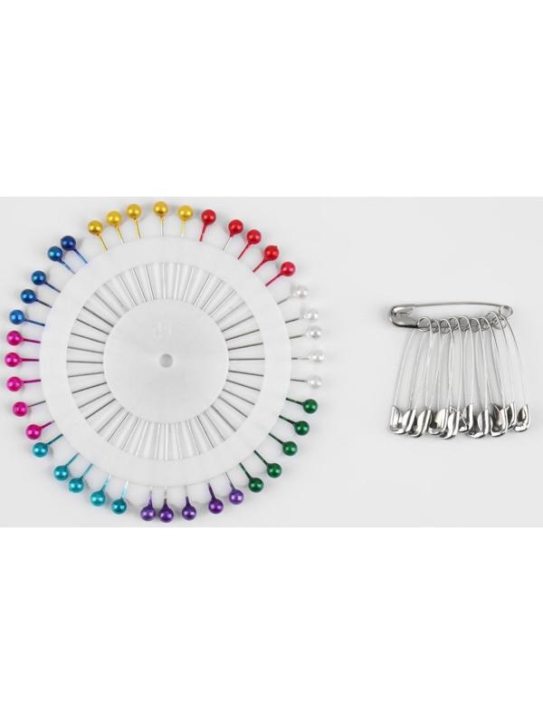 Портновский набор: булавки 50 шт, иглы 47 шт, нитевдеватель, цвет МИКС