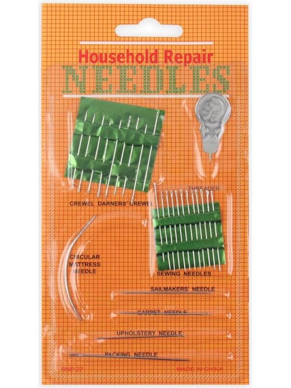 Портновский набор: булавки 50 шт, иглы 47 шт, нитевдеватель, цвет МИКС