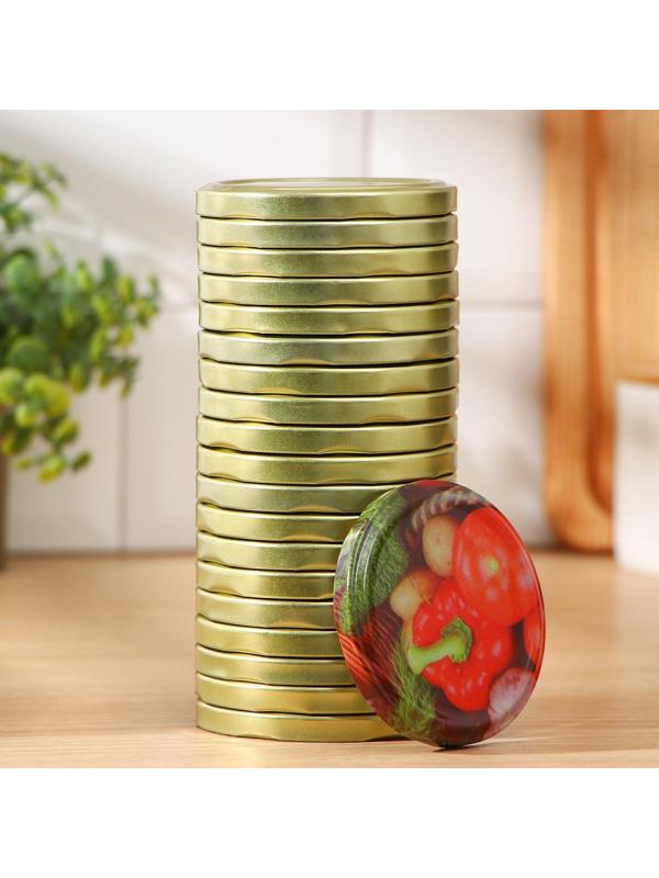 Крышка для консервирования «Ассорти», ТО-82 мм, винтовая, лакированная, упаковка 20 шт, цвет золотой