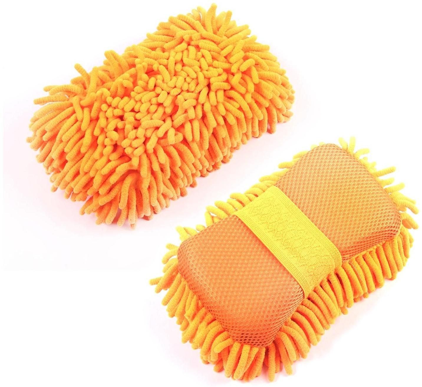 Губка для мытья авто, 24×11 см, микрофибра, микс