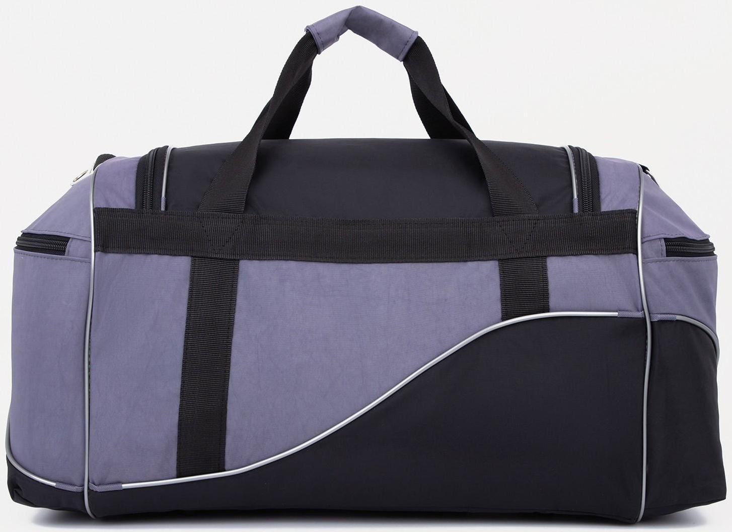 Сумка спортивная на молнии с подкладкой, 3 наружных кармана, цвет чёрный/серый