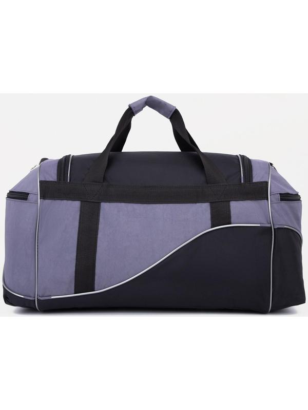 Сумка спортивная на молнии с подкладкой, 3 наружных кармана, цвет чёрный/серый