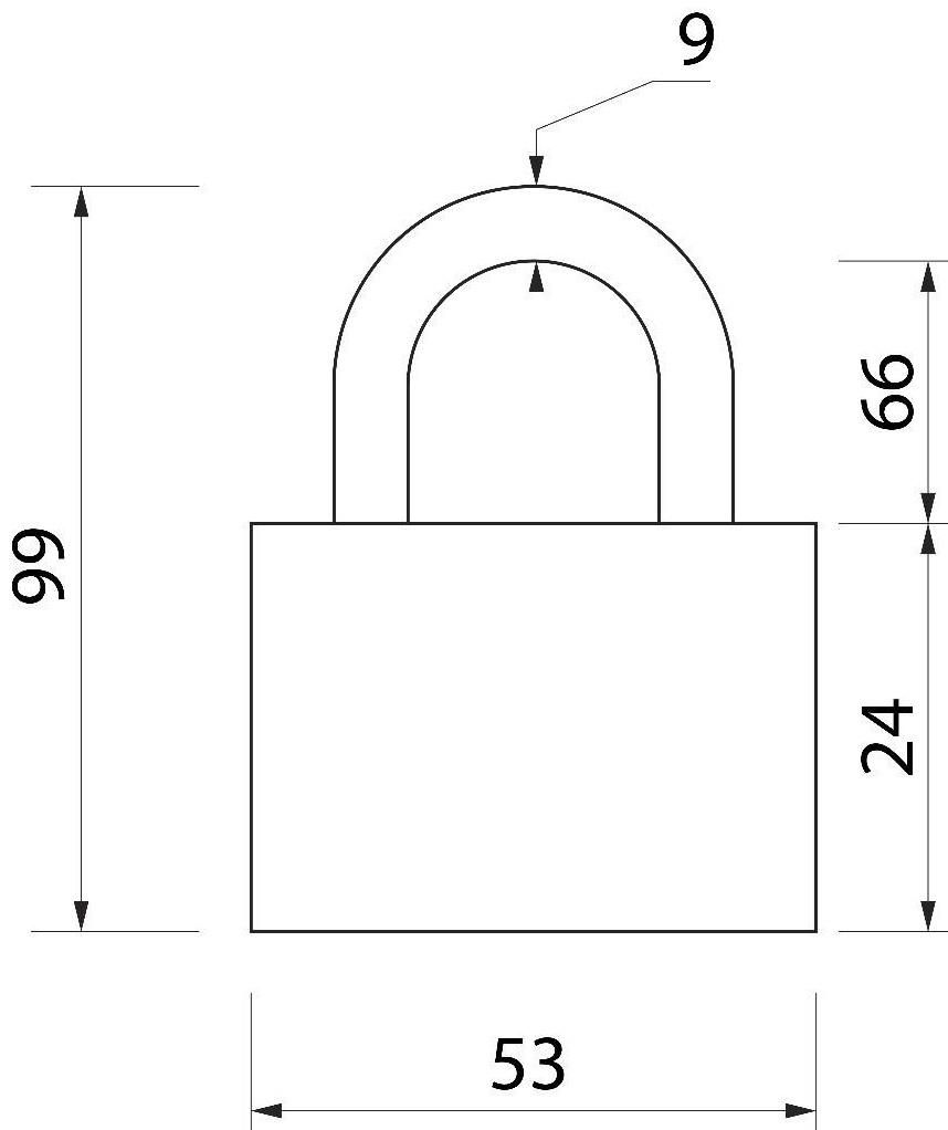Замок навесной, тип 7, 52х95 мм, 3 ключа