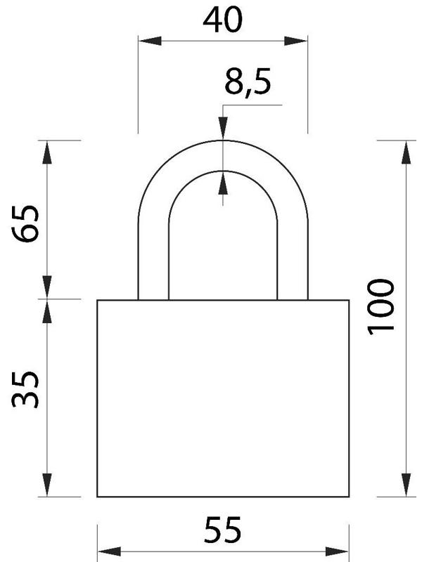 Замок навесной, тип 8, 9х60 мм, порошковое покрытие