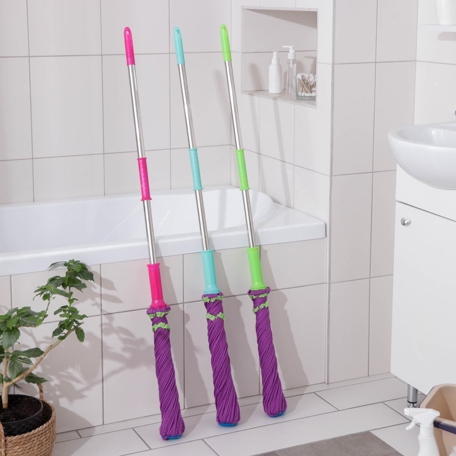 Швабра для мытья пола с отжимом Доляна, насадка из микрофибры 80 гр, стальная ручка 119 см, цвет МИКС