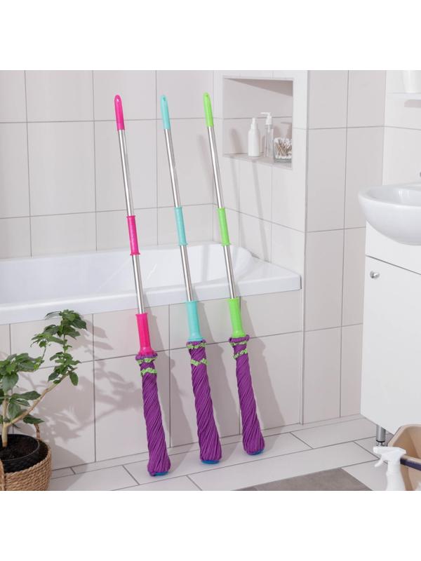Швабра для мытья пола с отжимом Доляна, насадка из микрофибры 80 гр, стальная ручка 119 см, цвет МИКС