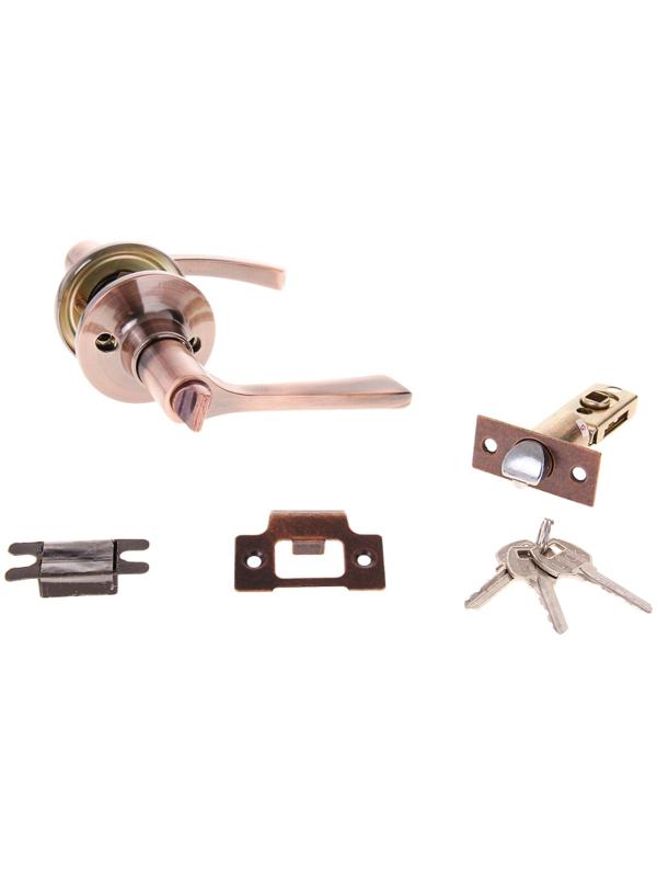 Защелка (мод.3186), межкомнатная, фиксатор, 3 ключа, цвет медь
