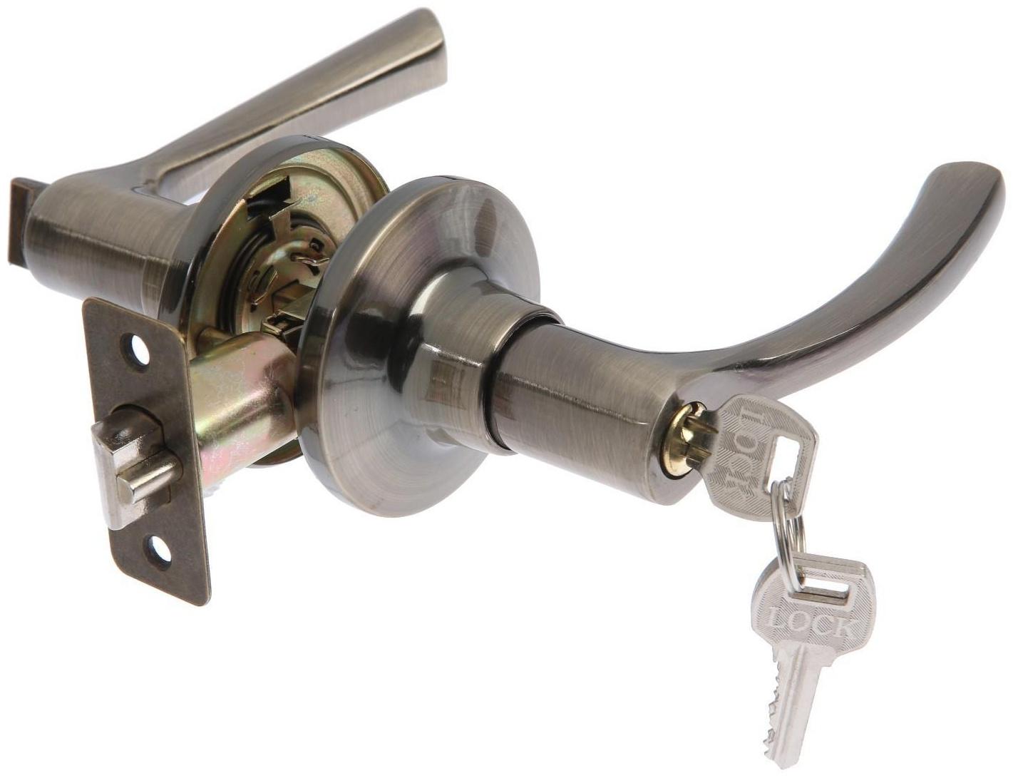 Защелка (мод.3186), межкомнатная, фиксатор, 3 ключа, цвет бронза