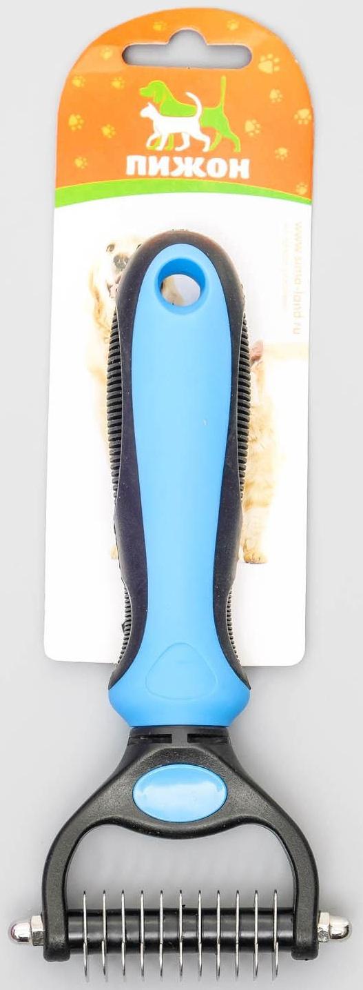 Инструмент для стриппинга 11 лезвий, с двухцветной рифлёной ручкой, чёрно-голубой