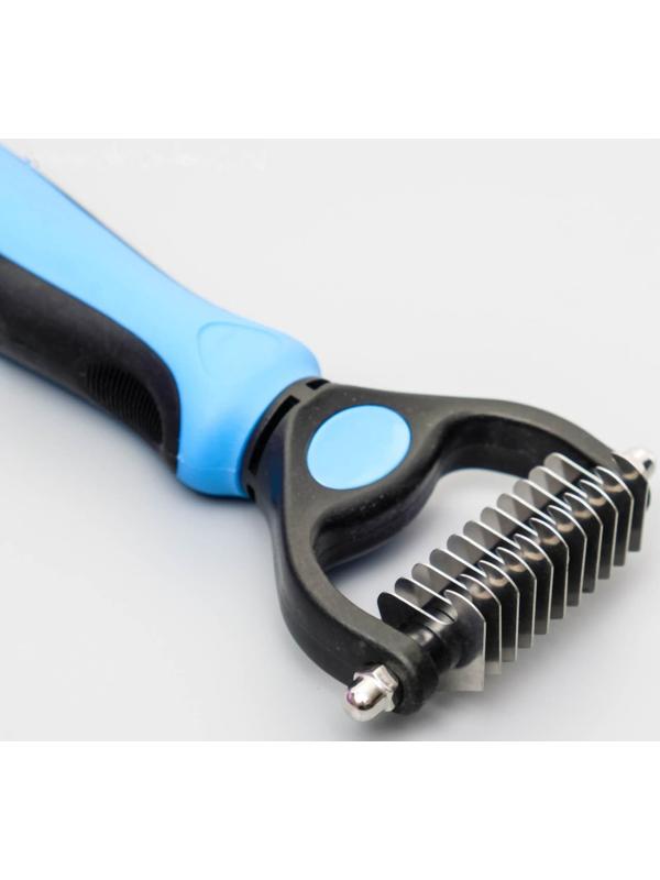 Инструмент для стриппинга 11 лезвий, с двухцветной рифлёной ручкой, чёрно-голубой