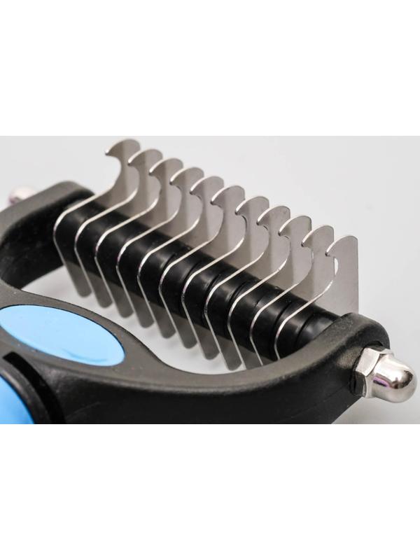 Инструмент для стриппинга 11 лезвий, с двухцветной рифлёной ручкой, чёрно-голубой