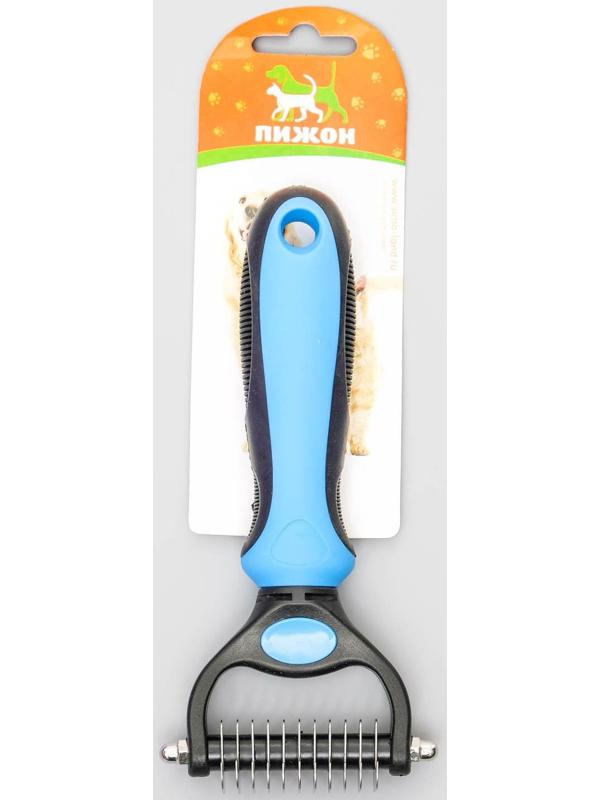 Инструмент для стриппинга 11 лезвий, с двухцветной рифлёной ручкой, чёрно-голубой