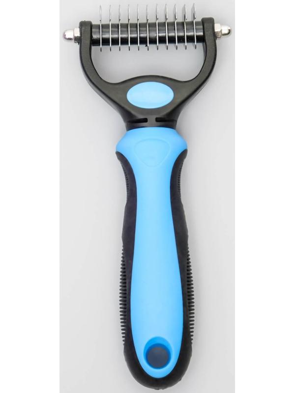 Инструмент для стриппинга 11 лезвий, с двухцветной рифлёной ручкой, чёрно-голубой