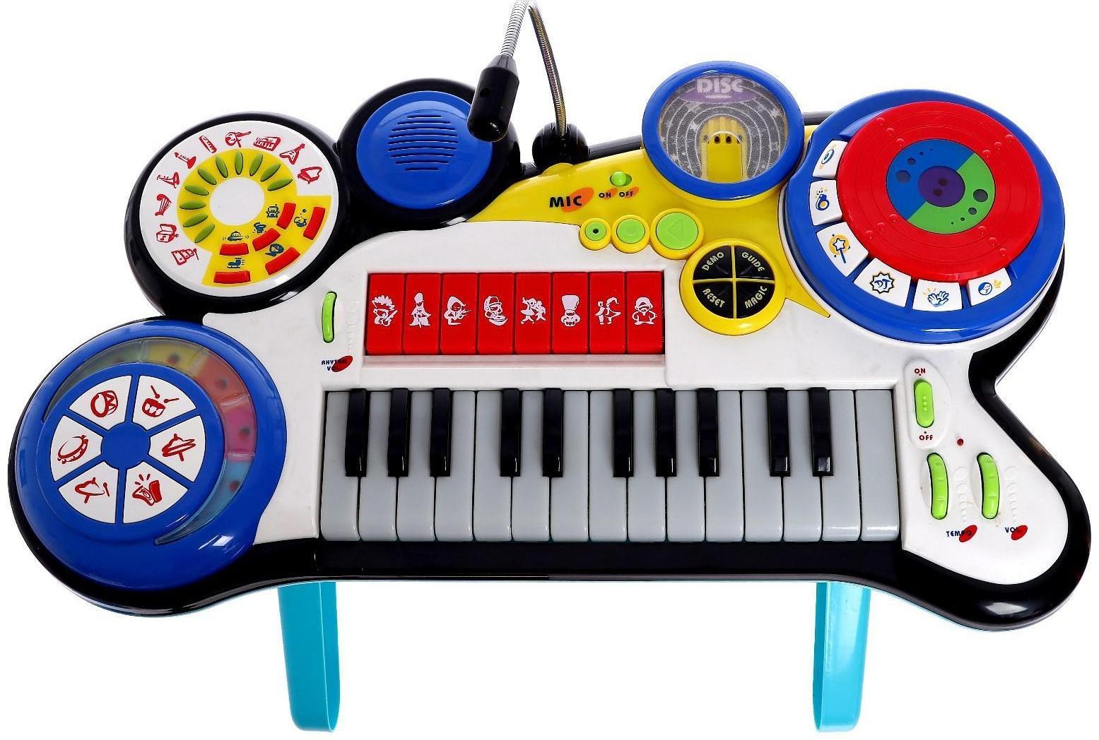 Синтезатор «Музыкальный микс» с микрофоном и стульчиком, звуковые эффекты, работает от батареек