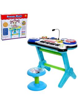 Синтезатор «Музыкальный микс» с микрофоном и стульчиком, звуковые эффекты, работает от батареек