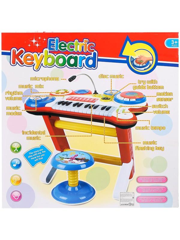 Синтезатор «Музыкальный микс» с микрофоном и стульчиком, звуковые эффекты, работает от батареек