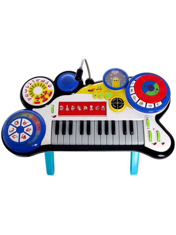 Синтезатор «Музыкальный микс» с микрофоном и стульчиком, звуковые эффекты, работает от батареек