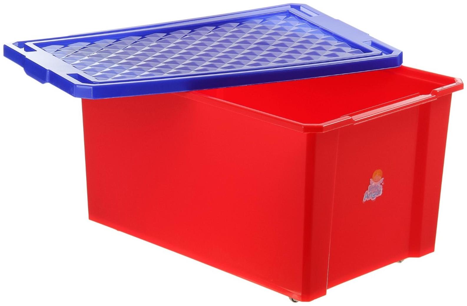 Ящик для игрушек Little Angel «Лего», 57 л, на колесах с крышкой, цвет красный