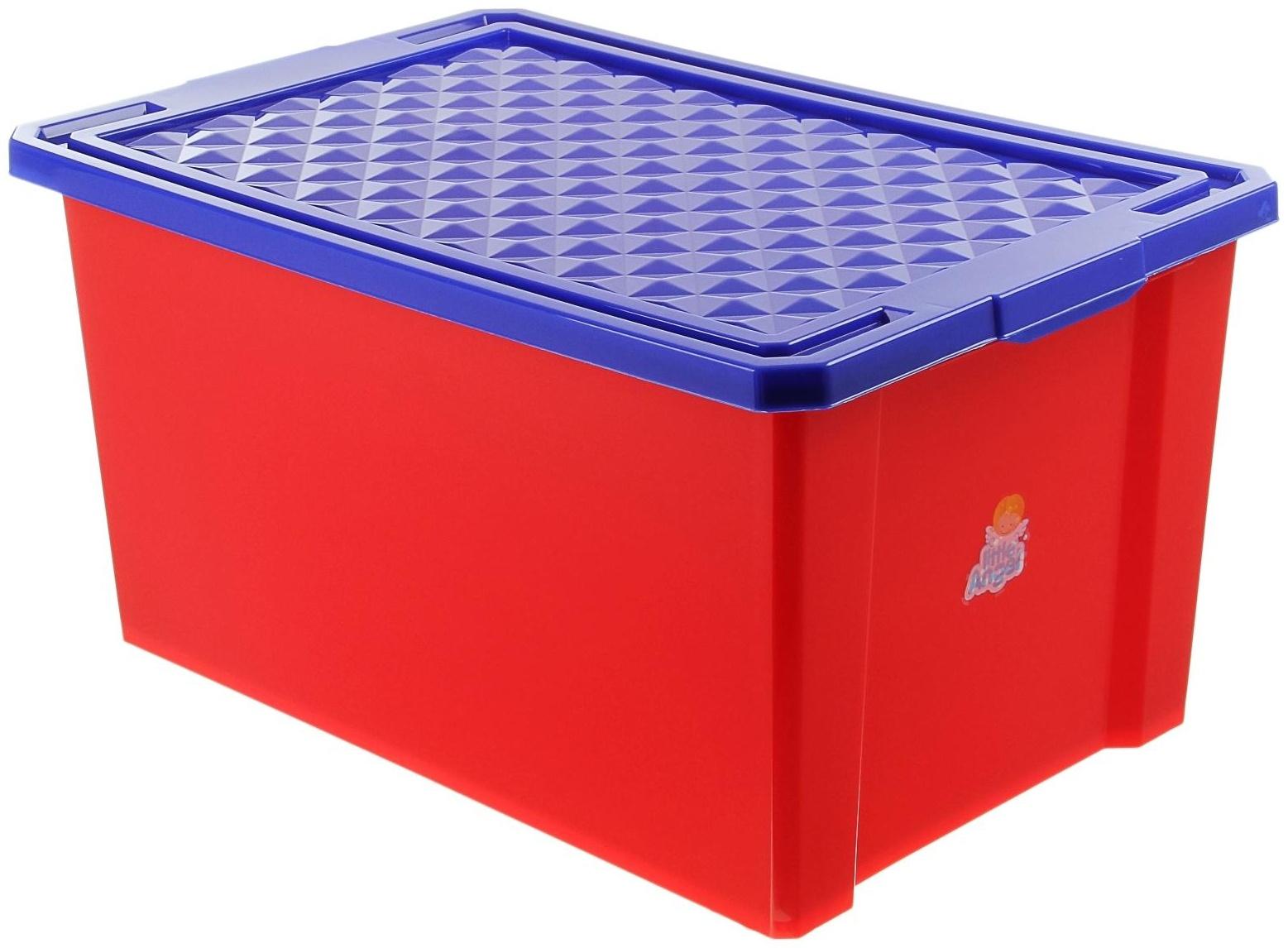 Ящик для игрушек Little Angel «Лего», 57 л, на колесах с крышкой, цвет красный