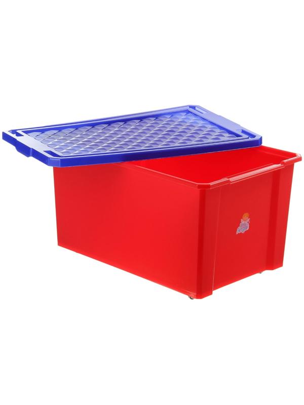 Ящик для игрушек Little Angel «Лего», 57 л, на колесах с крышкой, цвет красный