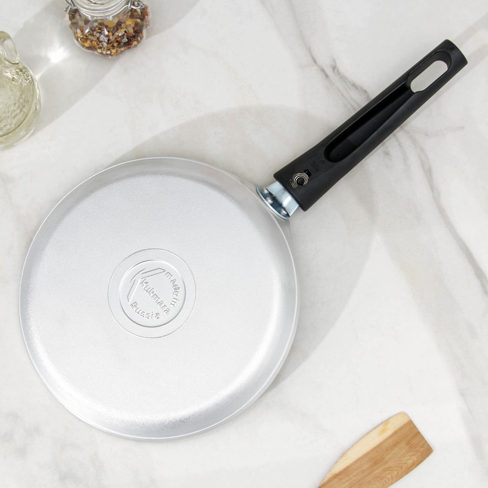 Сковорода блинная, d=20 см, пластиковая ручка, цвет хромированный