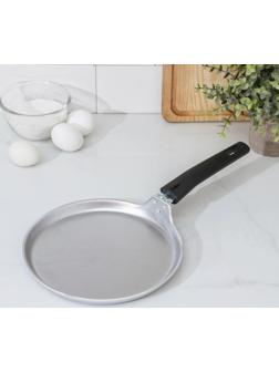 Сковорода блинная, d=22 см, пластиковая ручка, цвет хромированный