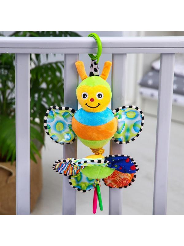 Подвеска музыкальная мягкая «Пчелка на цветке» на кроватку/коляску, р-р 36 - 35 см.