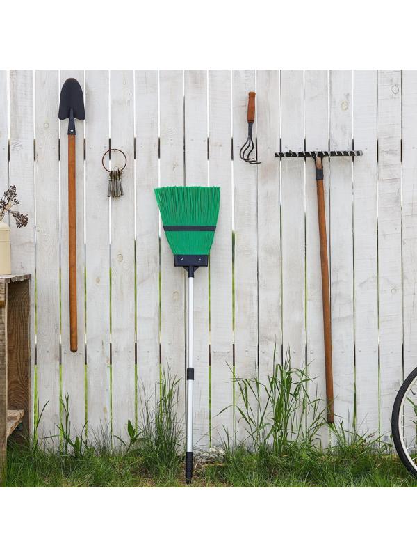 Метла пластиковая Доляна, алюминиевый телескопический черенок